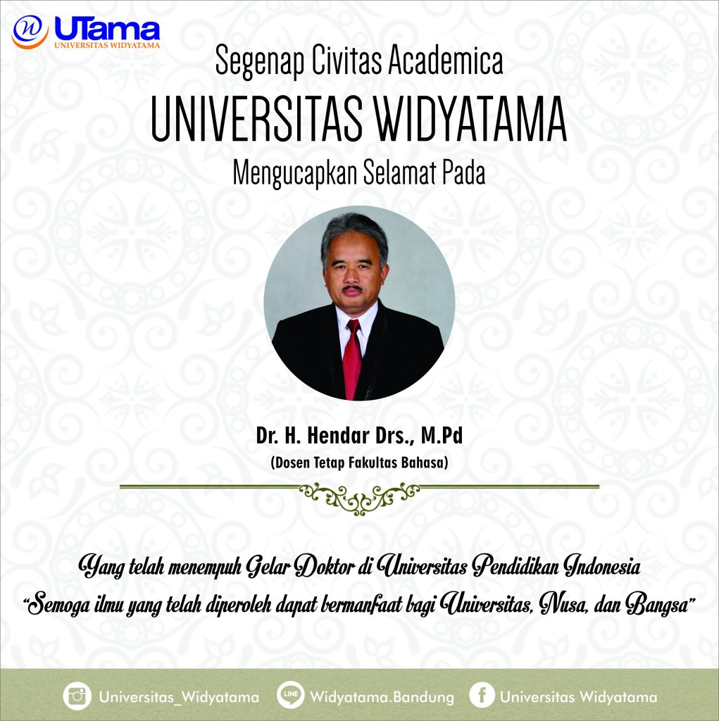 Dosen Widyatama Peraih Gelar Doktor di Universitas Pendidikan Indonesia