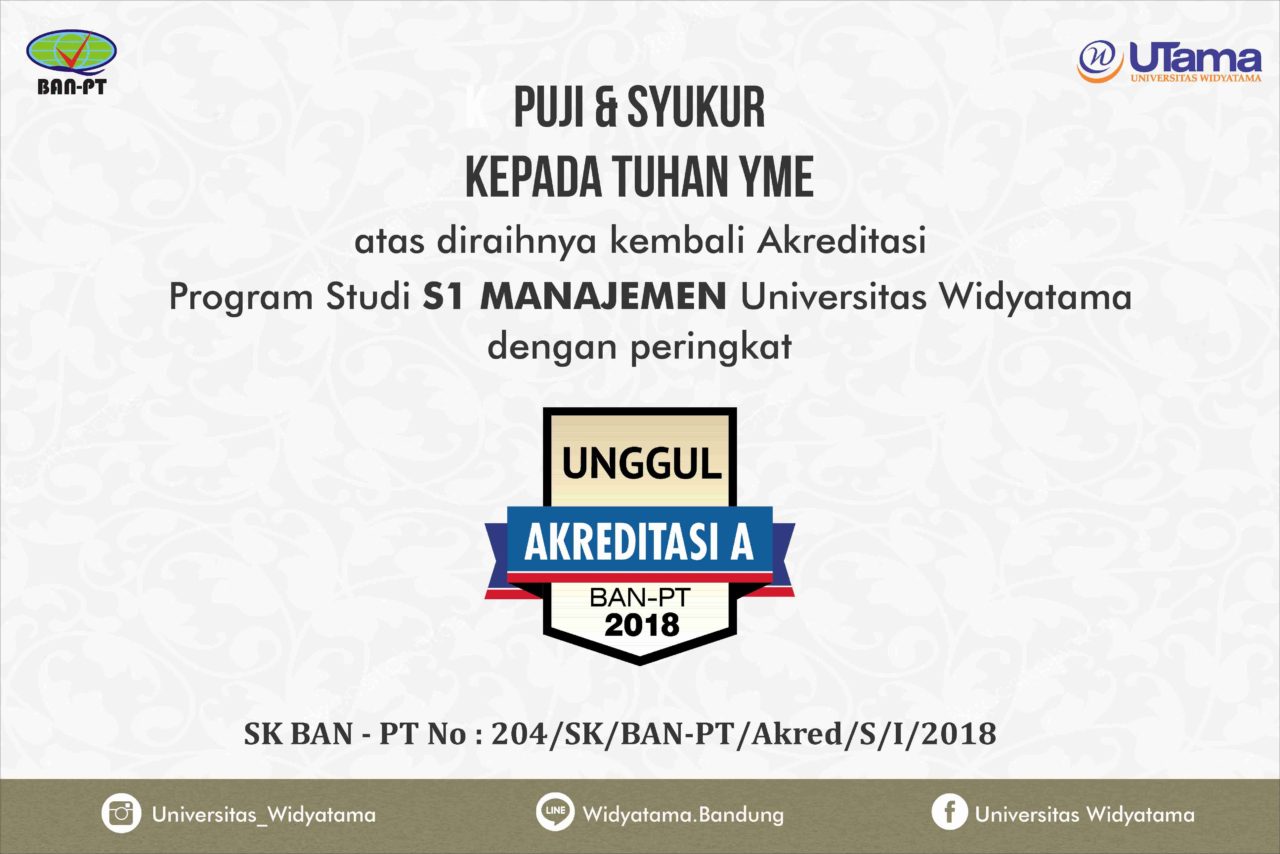 Baligho Akreditasi S1 Manajemen - Widyatama University S1 Management Study Program Reaches "A" Accreditation