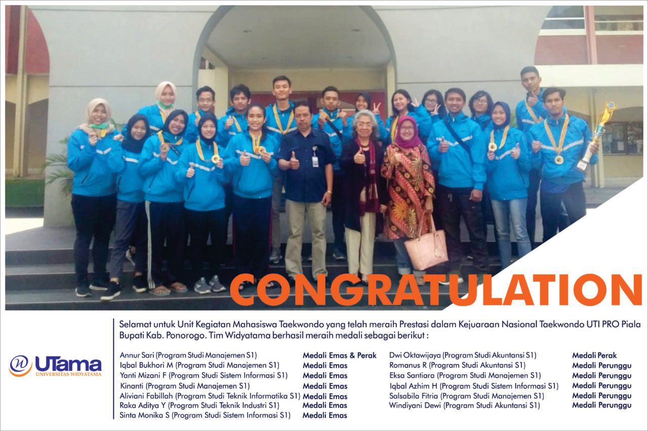 Widyatama Student Activity Unit of Taekwondo Brought 16 medals in the Taekwondo National Championship in Ponorogo