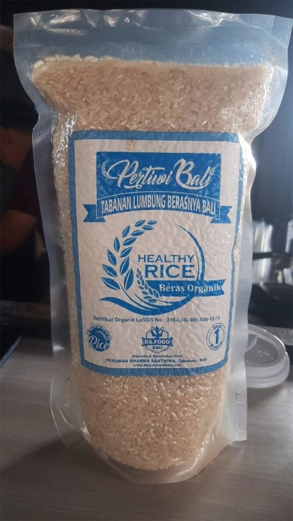 Produk beras organik dengan merk dagang “PERTIWI BALI” beras sehat yang telah banyak beredar sebagai salah satu produk unggulan – (Sumber: Deden/BJN