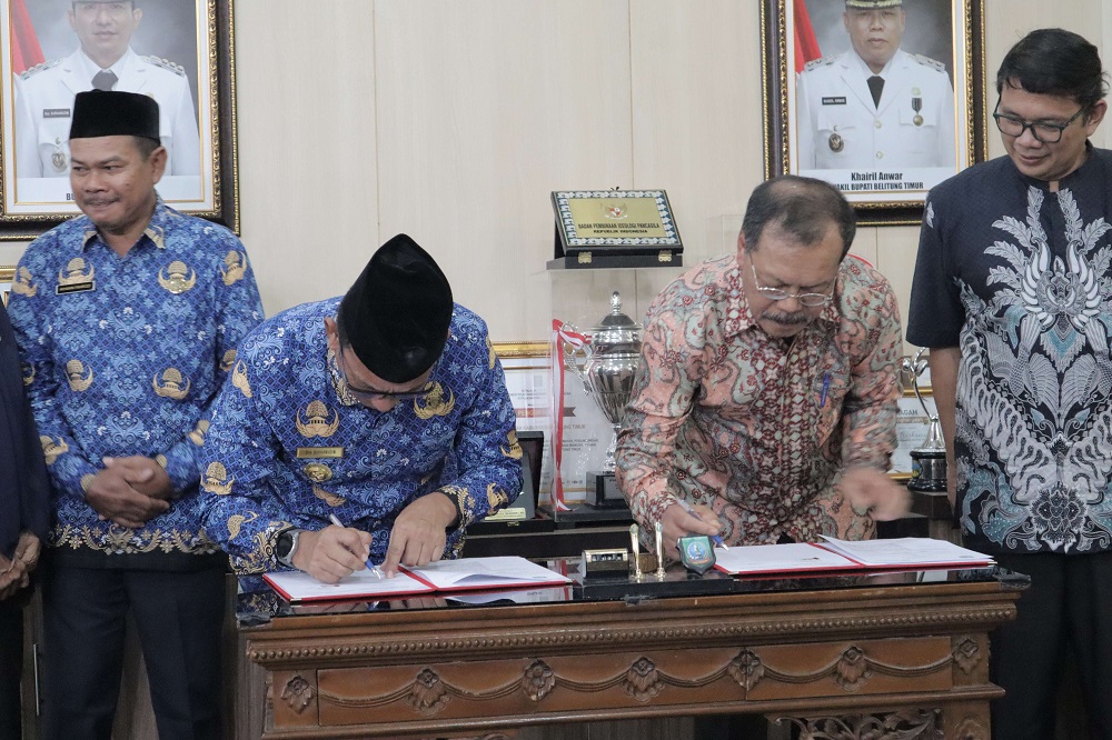Universitas Widyatama Bandung MoU dengan Pemkab Belitung Timur. (Foto: RRI/TRIYA)